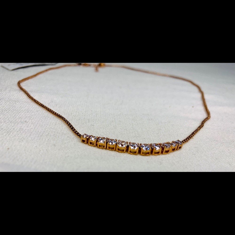 Nadri Rose Gold Pave Necklace Tennis Choker - Picture 10 of 12